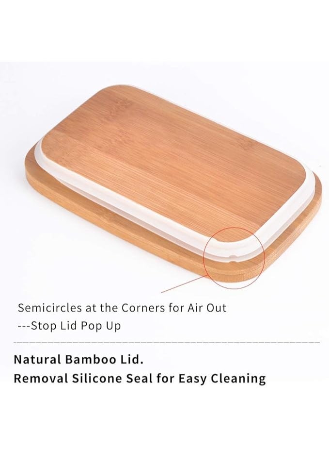 طبق زبدة بورسلين مع غطاء وسكين (500 مل)، وعاء كبير لحفظ الزبدة مع اغطية لسطح الطاولة من السيليكون عالي الجودة، امن للاستخدام في غسالة الصحون - Image 5